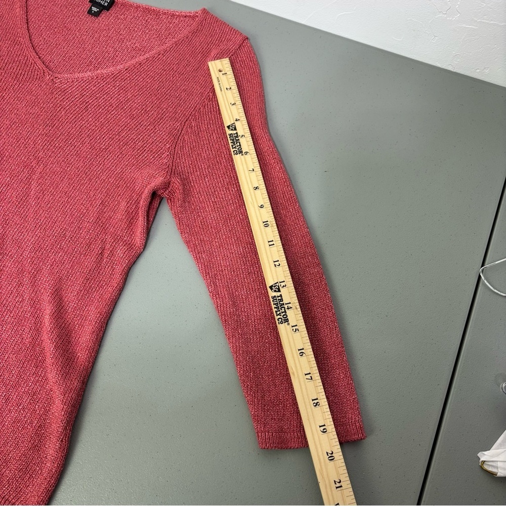 Eileen Fisher V Neck Women's Large Sweater Salmon Coral Silk Rayon - Picture 10 of 12